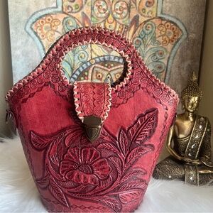 Elegant Pink Embossed Handbag